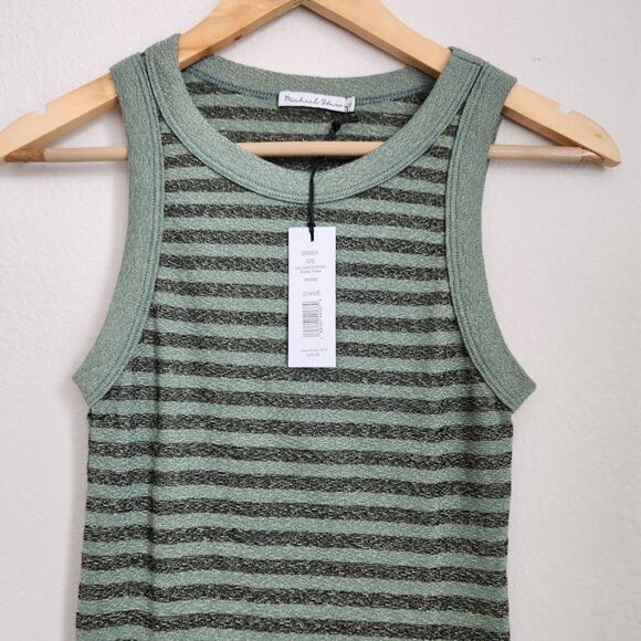 Michael Stars Paloma Striped Shine Tank in Chive | Size OS - Picture 2 of 7